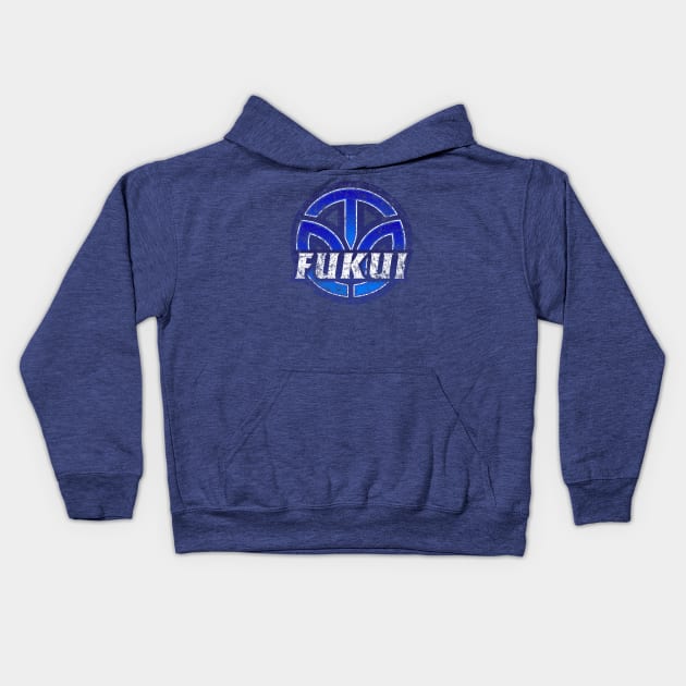 Fukui Prefecture Japanese Symbol Distressed Kids Hoodie by PsychicCat